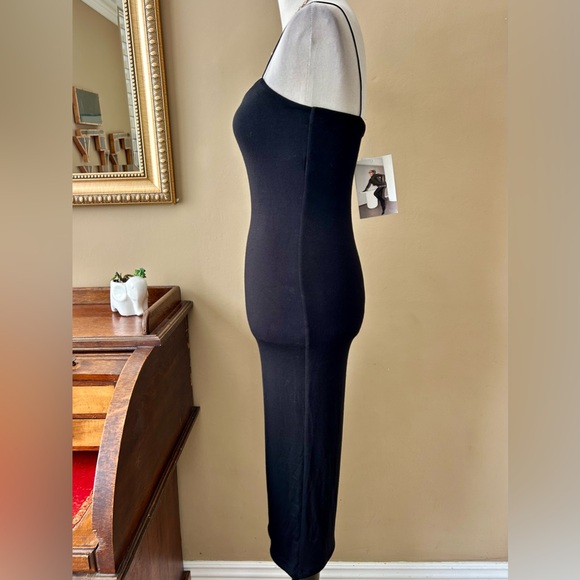 Naked Wardrobe NW Sultry Dress Black Bodycon Midi Dress Square Neck Size L NWT - Picture 6 of 12